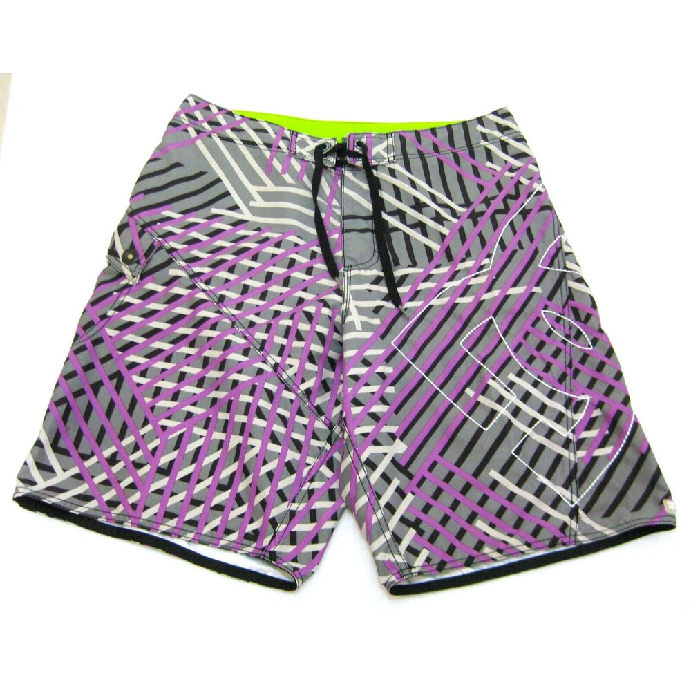 Purple Geometric Men's (Size 34) Board Shorts Beach Surfing Swim Shorts Swimwear